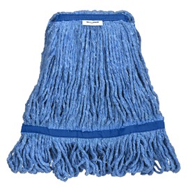 Alpine Industries Cotton Mop Head - Commercial Mop Head Replacement - 32 oz Cotton Blend, 1" Blue Loop End (12 Pack)