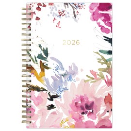 Blue Sky Kelly Ventura 2026 Weekly and Monthly Planner Calendar, January 2026 - December 2026, 5" x 8", Flexible Cover, Laminated Tabs, Durable Twin Wire Binding, Storage Pocket, Magenta Blooms