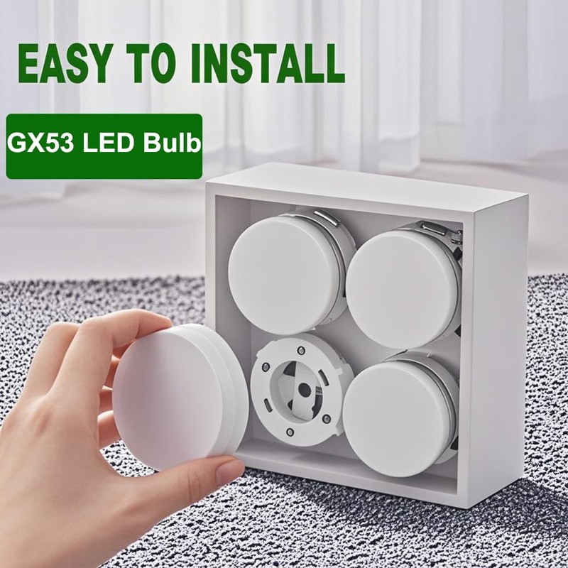 GX53 LED Light Bulbs 7W, 50W Halogen CFL Replacement, 120V