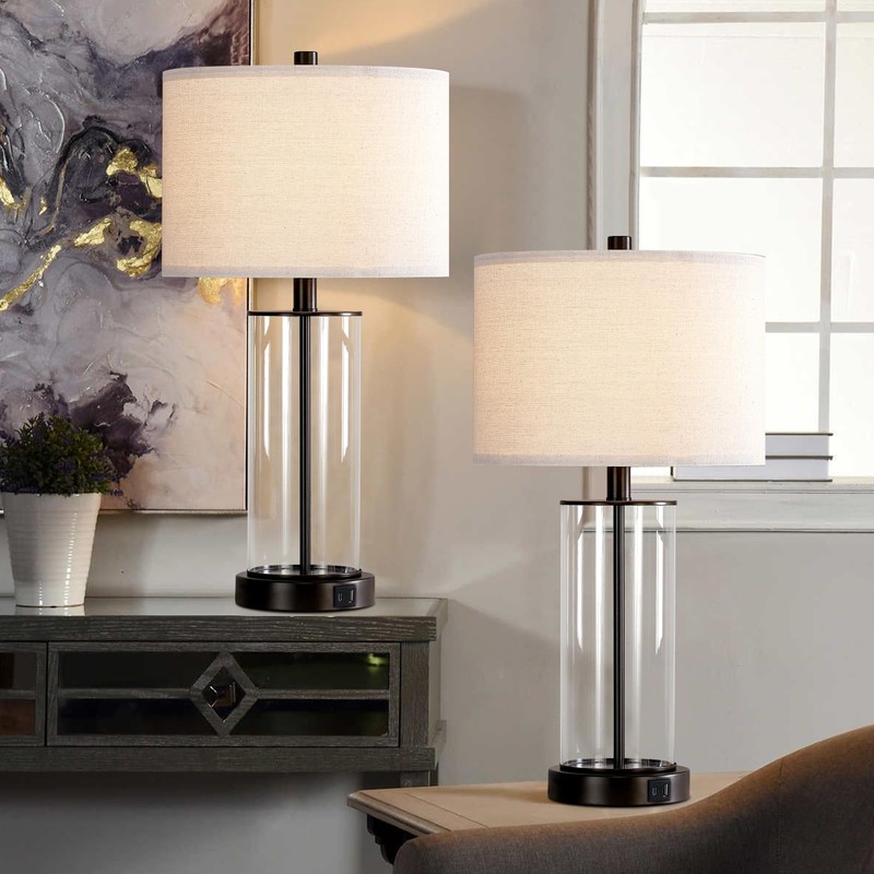Kyrid 23.5'' Glass Table Lamp Set of 2 for Living