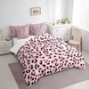 Feelyou Pink Leopard Print Comforter Set with Sheets Twin Size