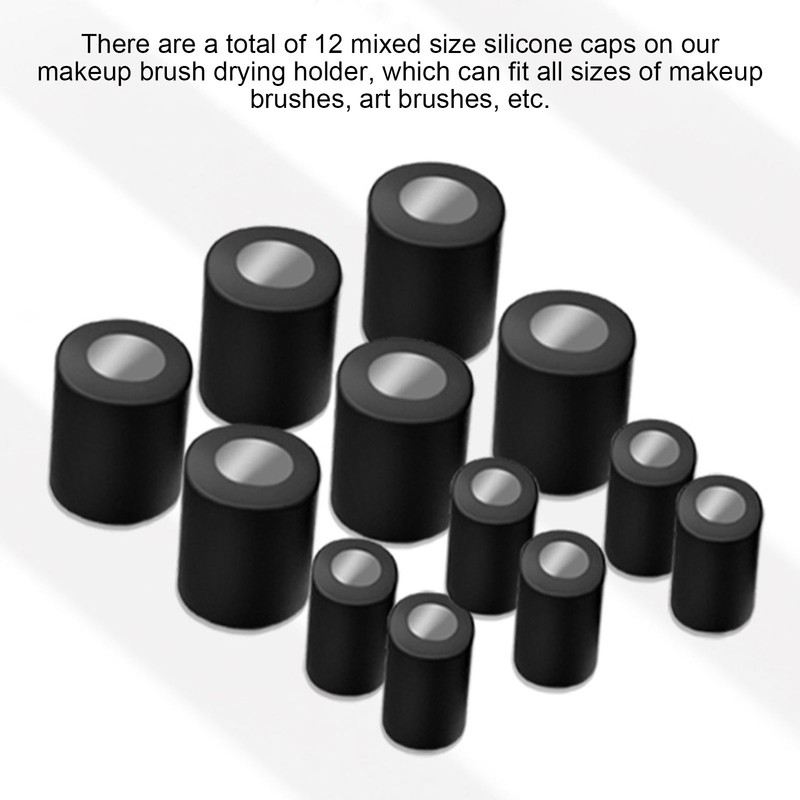 Makeup Brush Drying Rack Magnetic 12pcs Silicone Caps Foldable Makeup