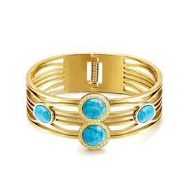 Joo&Rind Women's Gold Bracelet, Bamboo Knot Bracelets, 18 K Gold-Plated Stainless Steel Bracelet, Women's Wrap Bracelet, Gifts for Women, Stainless Steel, No gems