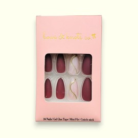 24 Pcs Press On Nails Short, Soft Gel Fake Nails, Glossy, Durable & Reusable, Easy to Apply Glue On Nails for Women By Bows And Knots