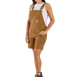 Carhartt Women's Rugged Flex Relaxed Fit Canvas-Shortall-Brown, XX-Large US