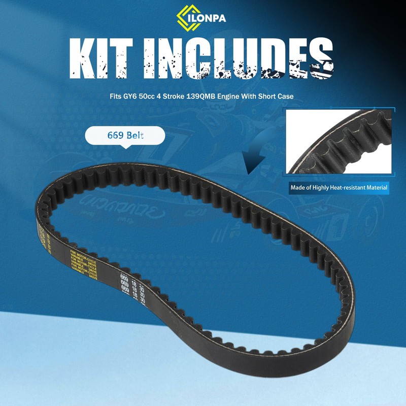 Clutch and Variator Assembly Set with 669 Belt for GY6