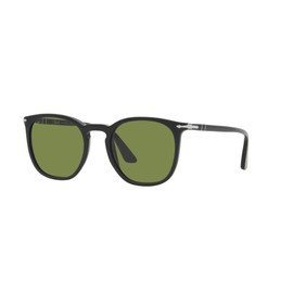 Persol PO3316S Rectangular Sunglasses, Matte Dark Green/Green, 54 mm