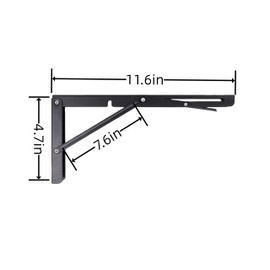 AMBOJIE Folding Shelf Brackets - 12 Inch 2 Pcs Heavy Duty Stainless Steel Collapsible Triangle Shelf Bracket, DIY Wall Mounted Folding Table Hinge, Space Saving for Bench Table with Screws (12Inch)