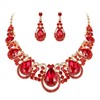 BriLove Costume Fashion Jewelry Set for Women Crystal Teardrop Hollow