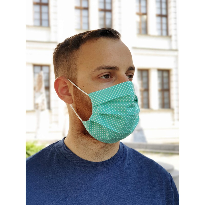 Lilind Fashion Face Mask 100% Cotton Reusable Breathable Handmade Green