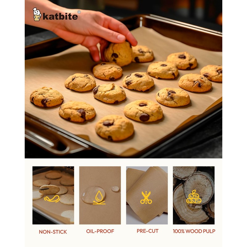 Katbite Unbleached Parchment Paper Baking Sheets, 120Pcs 12x16 Inch Precut