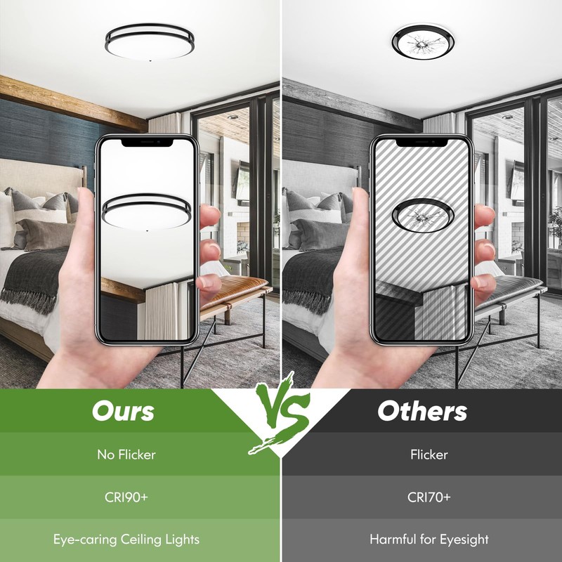 18inch LED Flush Mount Ceiling Light, 50W 5600lm Bright Dimmable