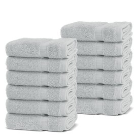 Chakir Turkish Linens | Hotel & Spa Quality 100% Cotton Premium Turkish Towels | Soft & Absorbent (12-Piece Washcloths, Silver Gray)