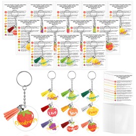 Landical 18 Sets Christian Gifts Bulk Christian Keychain Fruits Bible Verse Keychain with Cards Spirit Week Accessories Gifts for Church Sunday School