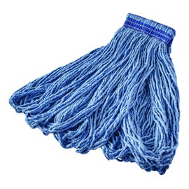 Rubbermaid Commercial Products Universal Headband Blend Mop, Blue, Looped Ends to Reduce Fraying, Heavy Duty Industrial Wet Mop For Floor Cleaning Office/School/Stadium/Lobby/Restaurant