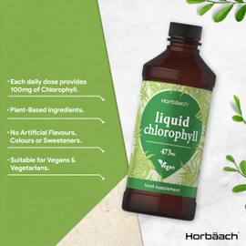 Chlorophyll Liquid Drops for Water 100mg | 473ml | Vegan Supplement | Mint Flavour | by Horbaach