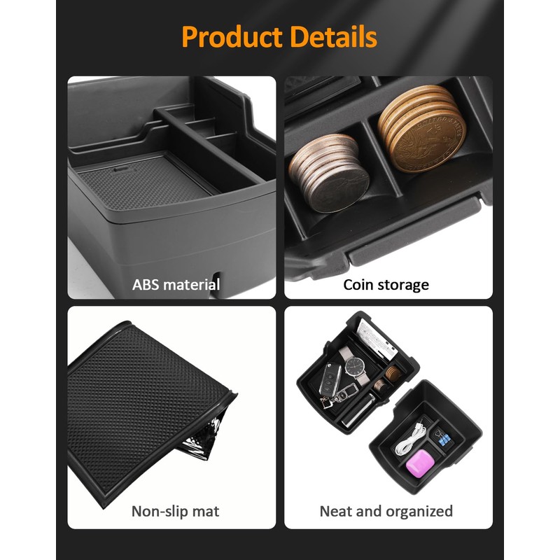 CDEFG Double Layer Armrest Storage Box for Hyundai Kona 2024