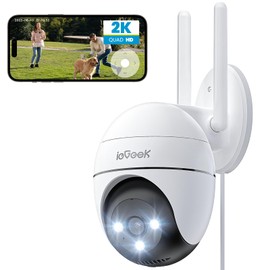 ieGeek 2K Outdoor WiFi Surveillance Camera, PTZ Outdoor IP Camera Surveillance, WiFi Dome Camera with Coloured Night Vision, Motion Detection, Human Motion Sensor, Two-Way Audio