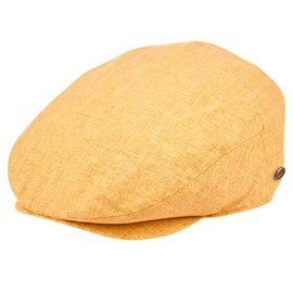 Men's Linen Flat Ivy Gatsby Summer Newsboy Hats (Large/X-Large, Yellow)