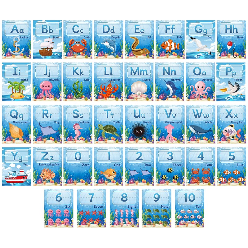 37 Pcs Alphabet for Classroom Wall Under The Sea Bulletin
