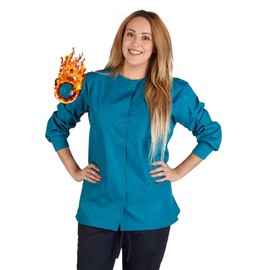 Chaqueta médica para mujer, Color verde azulado., XXXL