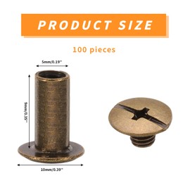 Begino 100pcs Chicago Screw M5x10mm Slotted Binding Screws for Rivet Book Binding,Bronze
