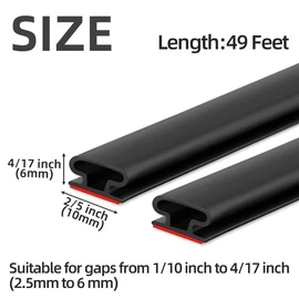 ESUFEIR 49Feet Door Weather Stripping Seal Strip, Self-Adhesive Rubber Insulation Strip for Window and Door Soundproofing D Shape, Weatherstripping for Door Frame Gap Blocker (Black)