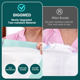 BIGGMED Heavy Duty Chucks Pads Disposable 48" x 36" Tear-Resistant 25 Count Underpads 215 Gram Thickened Incontinence Bed Pads Extra Large Chux Pads Pee Pads for Adult Elderly Puppy Pads for Training
