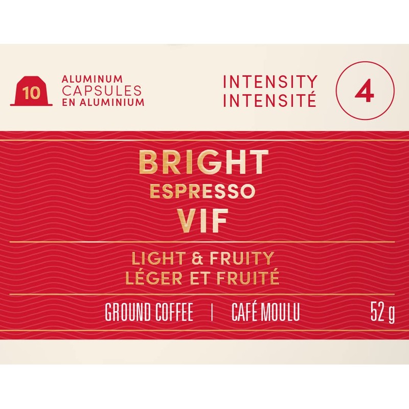 Tim Hortons Bright Espresso Capsules, Nespresso Original Line Compatible Capsules,