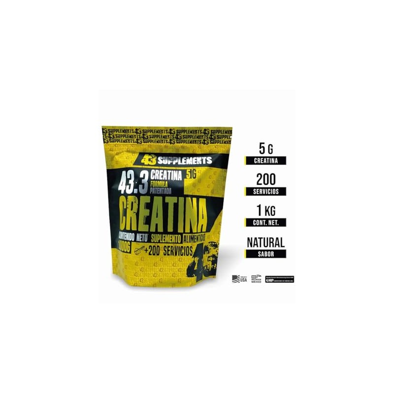 Creatina 1KG 43 Supplements 200 Servicios