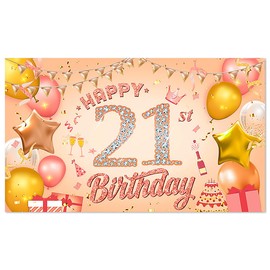 Thyonta Birthday Banner Polyester Birthday Wall Decoration Add Festival Atmosphere Photo Background Rose Gold Colors Durable Birthday Banner for Party Backdrops (21)