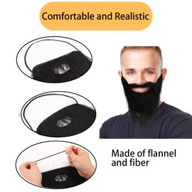 4 Pack Fake Mustache Self Adhesive Fake Beards Novelty Mustache Stickers Hairy Realistic Beard Stick Costume Beards for Party (Black&White, 4 Pack)