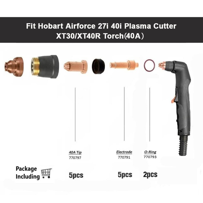 Upgraded Plasma Cutting 40A Tips &Electrodes 770797&770791/249926 & 249928 O-Rings
