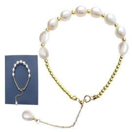 Chavdar Elegant natural white AAA pearl bracelet Holiday style Your all-in-one stylish vitality bracelet 925 adjustable gold buckle. (Violent bracelet, 7-8mm)