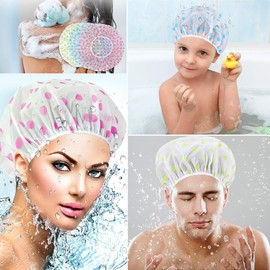 3pz Gorra de Baño Impermeabile Gorros de Ducha para Mujer, gorro de ducha de plástico reutilizable, Gorro de Ducha de SPA para salón de Belleza