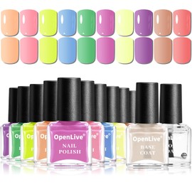 OpenLive Nail Polish Set, 10 Color With 2PCS Base and Top Coat Nail Polish Fast Drying High Gloss 2025 Spring and Summer Color Pink Blue Green Purple Nail Polish for Holiday Gift Giving