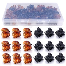 24 Pcs Mini Hair Claw Clips for Girls and Women, Black Brown Small Hair Clips Pins Clamps Non Slip Tiny Plastic Jaw Clips with a Box