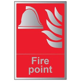 VSafety Fire Equipment-Fire Point Sign - 150mm x 200mm - 1.6mm Alu Rigid Plastic