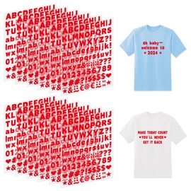 12 Sheets Iron On Letters 1200Pcs Vinyl Iron On Letters for Clothing 0.75 Inch Heat Transfer Letters with A-Z Heat Press Alphabet Stickers for Fabric T-Shirt Jerseys Hats Printing DIY Crafts (Red)