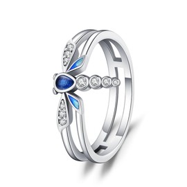 KEQ 925 Sterling SilverCubic Zirconia Wedding Bands for Women Stackable Ginkgo Leaf Signet Ring Dainty Statement Rings for Her Size 6-9, Sterling Silver, Zircon