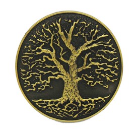LKMY 3D Tree Belt Buckle,Keltischer Baum des Lebens, Liebe, Nordische Mythologie, Pagan, Wikka (gold, B)