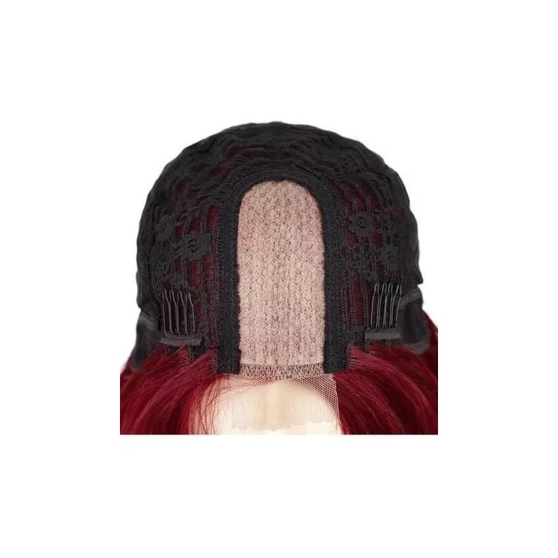 generic A Peluca Mujer Larga Rizada Roja Con Encaje Frontal