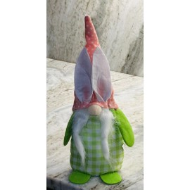 Happy Easter Standing Green Polka Dot  Hat w/ Bunny Ears Doll - Spring Easter Country  12Inch