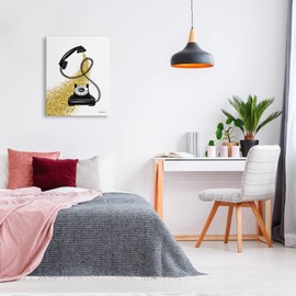 Stupell Industries Vintage Glam Telephone Abstract Gold Glitz Splatter Canvas Wall Art, 24 x 30, Black