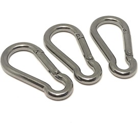 Niro AISI 316 Stainless Steel V4A Carabiner Hooks, 5 x 50 mm, Rustproof and Acid Resistant, Pack of 10