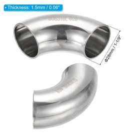 PATIKIL 90 Degree Mandrel Bend Elbow, 1 1/9 Inch OD Steel Exhaust Elbow Exhaust Piping Connector 316 Stainless Steel for Exhaust Pipe Stair Handrail HVAC