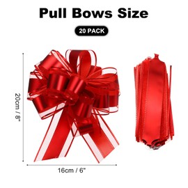 sourcing map 20pcs Red Pull Bows 6.3 Inches Wide Large Organza Ribbon Gift Bows for Gift Wrapping Gift Baskets Decor Wedding Parties Birthday Florist Package and Decoration