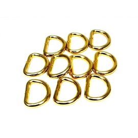 Ichinen Access Family Tool 56411 D-Ring (Wire Diameter 0.08 inch (2 mm) Inner Width 0.6 inch (15 mm) Real Gold Plating, Pack of 20