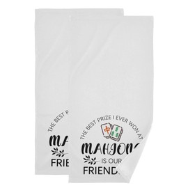 WTPNCZK Mahjong Hand Towel Set of 2 Mahjong is Our Friendship Fingertip Towel Soft Absorbent Tea Towels for Kitchen Bathroom