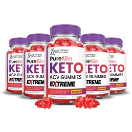 Justified Laboratories (5 Pack) Pure Slim Keto ACV Gummies Extreme 2000MG PureSlim Keto Gummies Advanced Formula Apple Cider Vinegar with Pomegranate Beet Juice Powder B12 Vegan Non GMO 300 Gummys